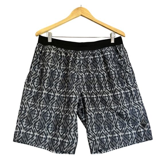 PrAna Mojo Shorts Mens Large Grey Abstract Print 10" Pull On UPF 50 Quick Dry - Picture 1 of 10